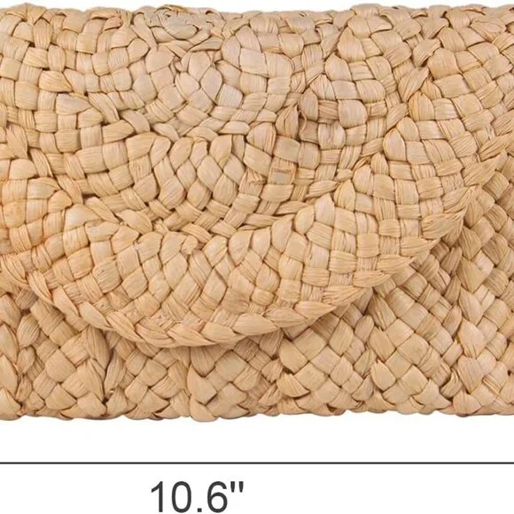 Straw Clutch Purses for Women Summer Beach Bags Envelope Woven Clutch Handbags - Picture 2 of 9